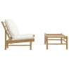 Salon de jardin 2 pcs avec coussins blanc crème bambou 555864555864