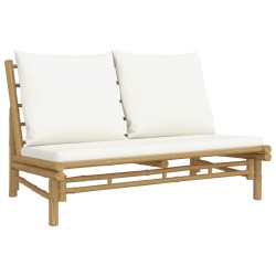 Salon de jardin 2 pcs avec coussins blanc crème bambou 555864555864