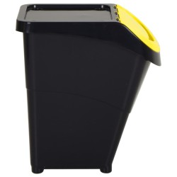 Poubelles empilables avec couvercles 3 pcs noir PP 120 L 555871555871