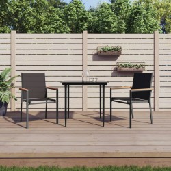 Chaises de jardin lot de 2 noir 55x61,5x90cm textilène et acier 555872555872