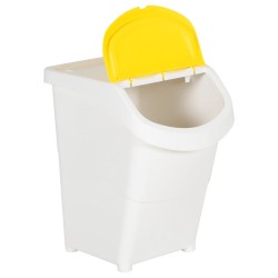 Poubelles empilables avec couvercles 3 pcs blanc PP 120 L 555873555873