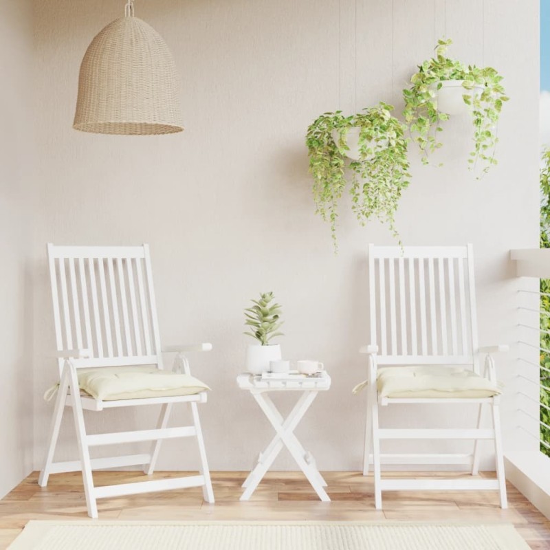Coussins de chaise lot de 2 blanc crème 50x50x7 cm tissu oxford 555879555879