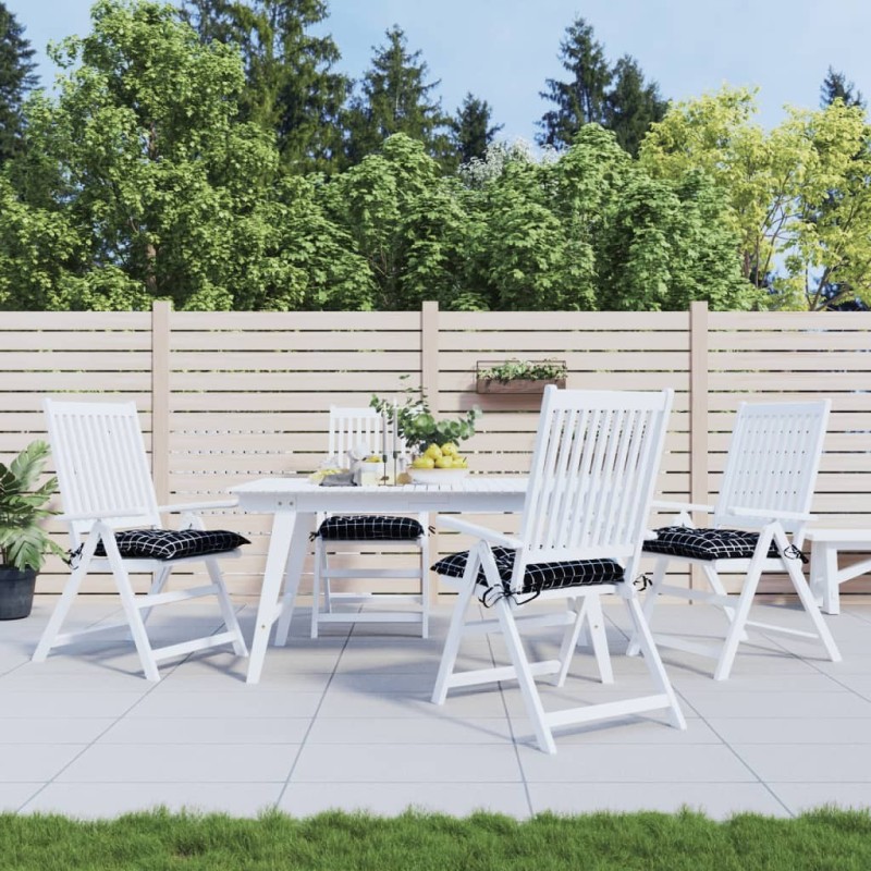 Coussins de chaise lot de 4 carreaux noir 50x50x7 cm 555888555888