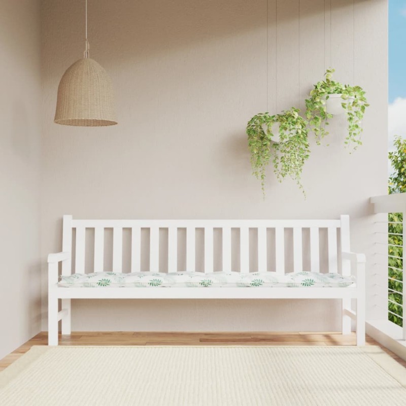 Coussin de banc de jardin motif de feuilles 200x50x7 cm tissu 555910555910
