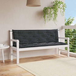 Coussins de banc de jardin lot de 2 carreaux noir 150x50x7 cm 555912555912