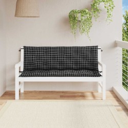 Coussins de banc de jardin lot de 2 carreaux noir 150x50x7 cm 555912555912