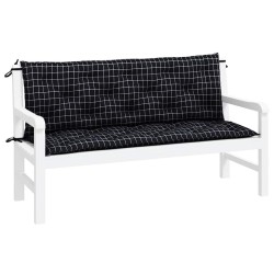 Coussins de banc de jardin lot de 2 carreaux noir 150x50x7 cm 555912555912