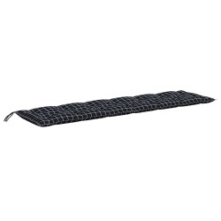 Coussins de banc de jardin lot de 2 carreaux noir 150x50x7 cm 555912555912