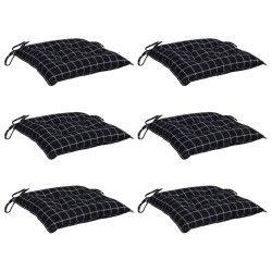 Coussins de chaise lot de 6 carreaux noir 50x50x7 cm 555923555923