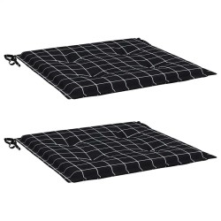 Coussins de chaise de jardin lot de 2 motif à carreaux noir 555924555924