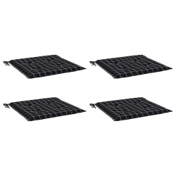 Coussins de chaise de jardin lot de 4 motif à carreaux noir 555951555951