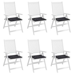 Coussins de chaise de jardin lot de 6 motif à carreaux noir 555952555952