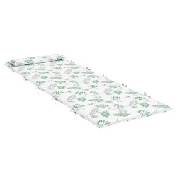 Coussin de transat ensoleillé Blanc et vert 178 x 60 x 4 cm 555975555975