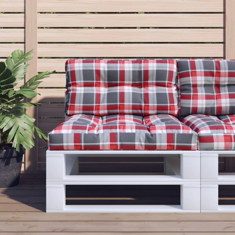 Coussin de palette motif à carreaux rouge 80x40x12 cm tissu 555997555997