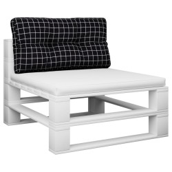 Coussin de palette motif à carreaux noir 80x40x12 cm tissu 555998555998