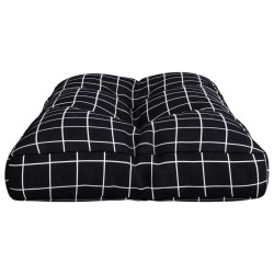 Coussin de palette motif à carreaux noir 80x40x12 cm tissu 555998555998