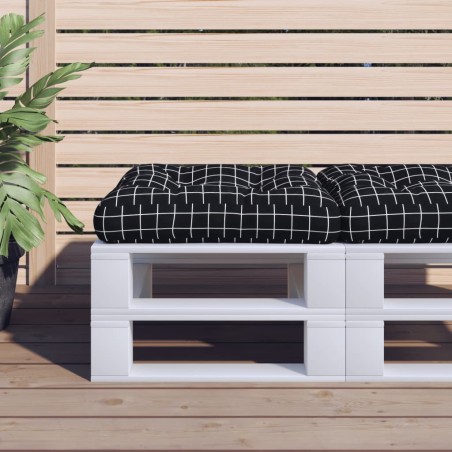 Coussin de palette motif à carreaux noir 60x61,5x10 cm tissu 556000556000