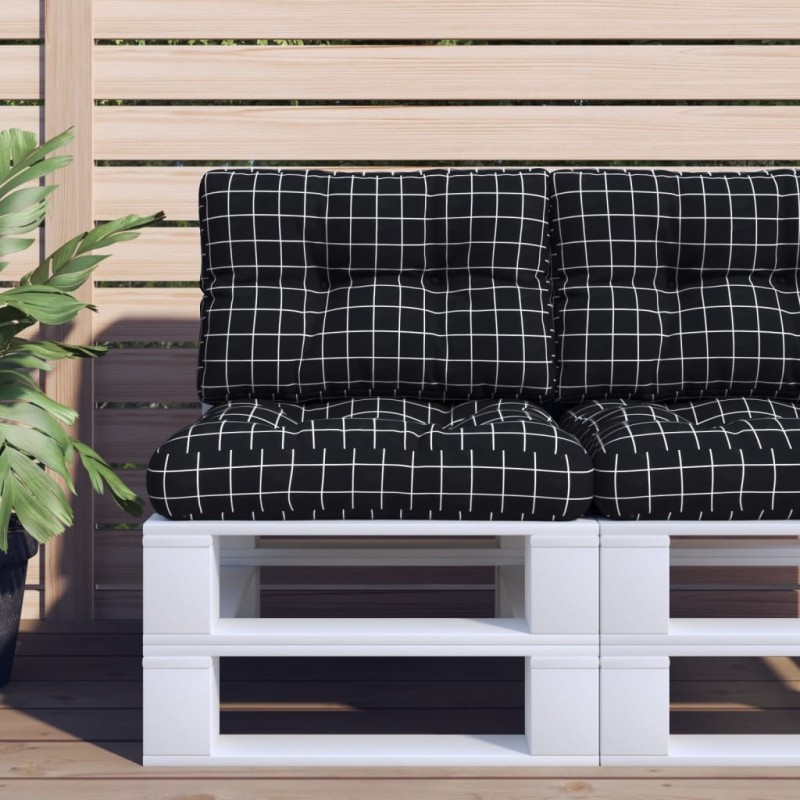 Coussin de palette motif à carreaux noir 50x40x12 cm tissu 556012556012