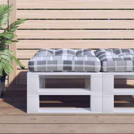 Coussin de palette carreaux gris 58x58x10 cm tissu 556047556047