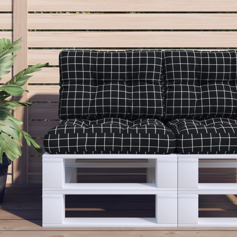 Coussin de palette motif à carreaux noir 60x40x12 cm tissu 556069556069