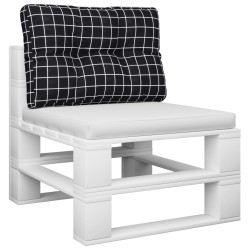 Coussin de palette motif à carreaux noir 60x40x12 cm tissu 556069556069