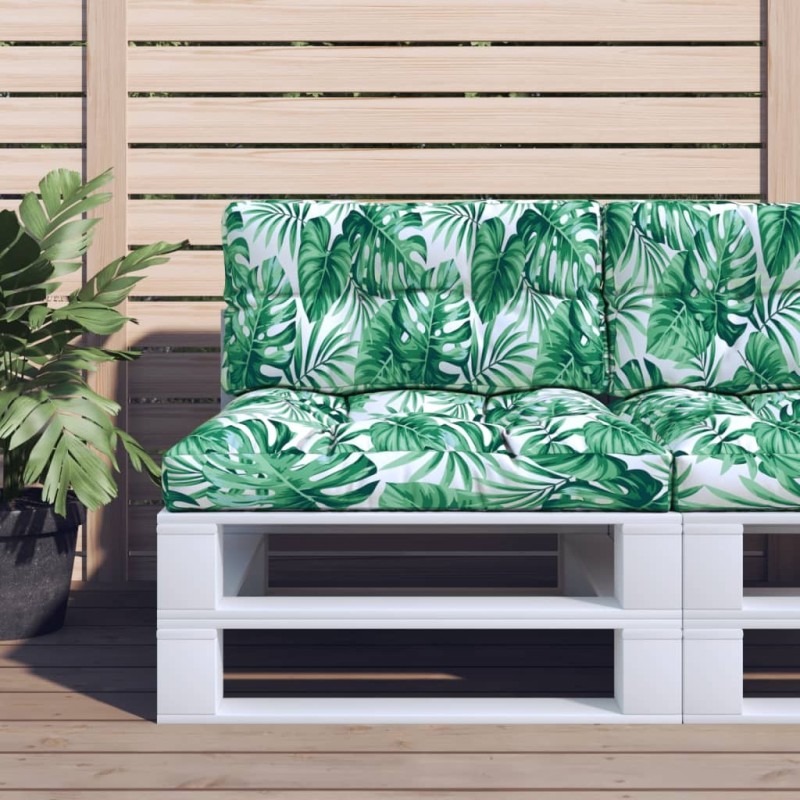 Coussin de palette motif de feuilles 70x40x12 cm tissu 556075556075