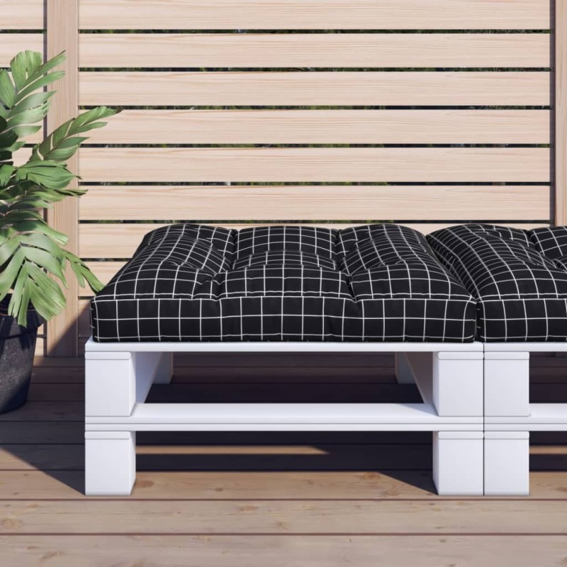 Coussin de palette motif à carreaux noir 80x80x12 cm tissu 556083556083
