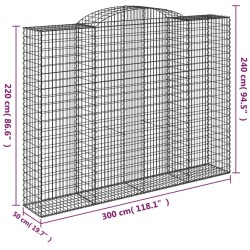 Paniers à gabions arqués 2 pcs 300x50x220/240 cm fer galvanisé 556109556109