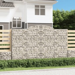 Paniers à gabions arqués 2 pcs 300x30x180/200 cm fer galvanisé 556111556111
