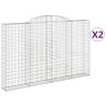 Paniers à gabions arqués 2 pcs 300x30x180/200 cm fer galvanisé 556111556111
