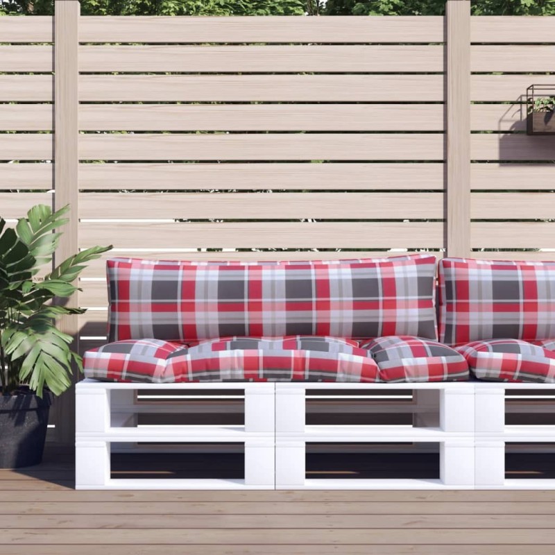Coussins de palette lot de 2 motif à carreaux rouge tissu 556112556112