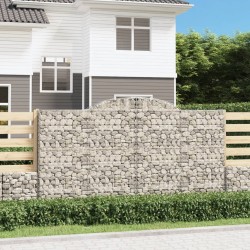 Paniers à gabions arqués 2 pcs 300x30x160/180 cm fer galvanisé 556113556113