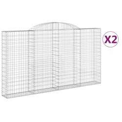 Paniers à gabions arqués 2 pcs 300x30x160/180 cm fer galvanisé 556113556113