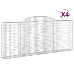 Paniers à gabions arqués 4 pcs 300x30x120/140 cm fer galvanisé 556114556114