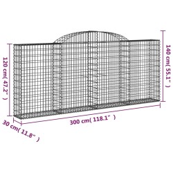 Paniers à gabions arqués 4 pcs 300x30x120/140 cm fer galvanisé 556114556114