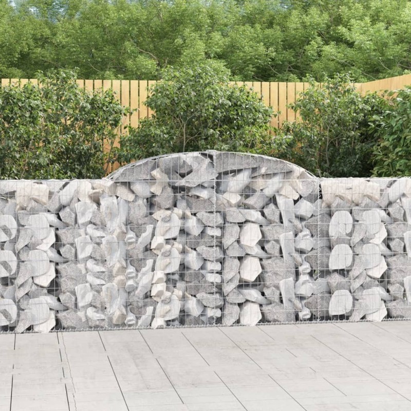Paniers à gabions arqués 4 pcs 300x30x100/120 cm fer galvanisé 556116556116