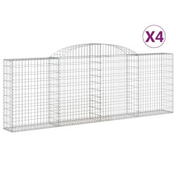 Paniers à gabions arqués 4 pcs 300x30x100/120 cm fer galvanisé 556116556116