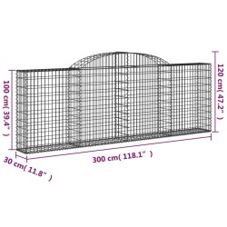Paniers à gabions arqués 4 pcs 300x30x100/120 cm fer galvanisé 556116556116