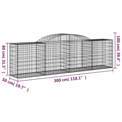 Paniers à gabions arqués 4 pcs 300x50x80/100 cm fer galvanisé 556119556119