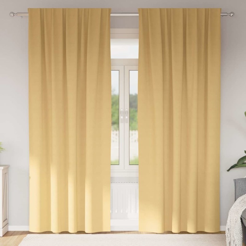 Rideaux occultants avec anneaux 2 pcs Beige 260 x 140 cm 556122556122