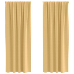Rideaux occultants avec anneaux 2 pcs Beige 260 x 140 cm 556122556122