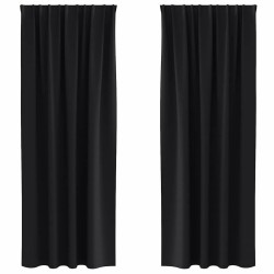 Rideaux occultants avec anneaux 2 pcs Noir 260 x 140 cm 556125556125