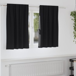 Rideaux occultants avec anneaux 2 pcs Noir 140 x 140 cm 556127556127