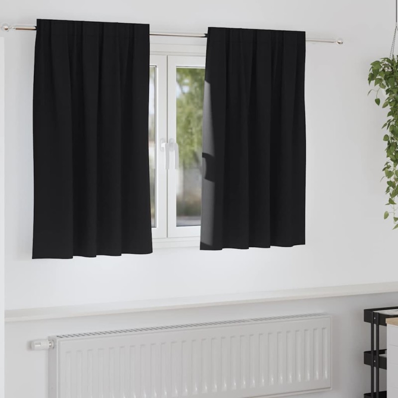 Rideaux occultants avec anneaux 2 pcs Noir 140 x 140 cm 556127556127