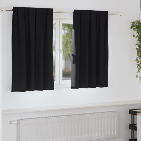 Rideaux occultants avec anneaux 2 pcs Noir 140 x 140 cm 556127556127