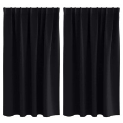 Rideaux occultants avec anneaux 2 pcs Noir 140 x 140 cm 556127556127