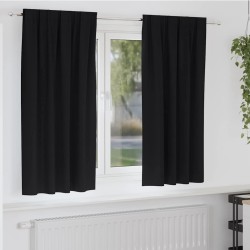 Rideaux occultants avec anneaux 2 pcs Noir 175 x 140 cm 556129556129
