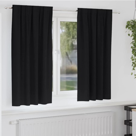 Rideaux occultants avec anneaux 2 pcs Noir 175 x 140 cm 556129556129