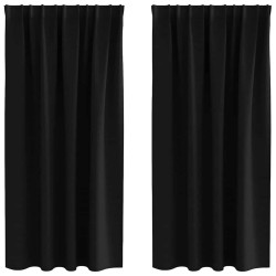 Rideaux occultants avec anneaux 2 pcs Noir 175 x 140 cm 556129556129