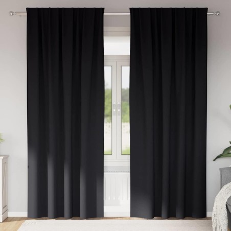 Rideaux occultants avec anneaux 2 pcs Noir 225 x 140 cm 556130556130